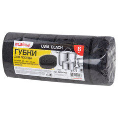 Губки для посуды 9,5&times;6,5&times;3,2 см, ОВАЛЬНЫЕ, КОМПЛЕКТ 6 шт., ПЕНОЭФФЕКТ, ПОРИСТЫЕ, BLACK, LAIMA, 608649