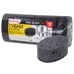 Губки для посуды 9,5&times;6,5&times;3,2 см, ОВАЛЬНЫЕ, КОМПЛЕКТ 6 шт., ПЕНОЭФФЕКТ, ПОРИСТЫЕ, BLACK, LAIMA, 608649