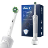 Зубная щетка электрическая ORAL-B (Орал-би) Vitality Pro, БЕЛАЯ/ГОЛУБАЯ, 1 насадка