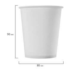 Стакан одноразовый бумажный 250/<wbr/>273 мл, D 80 мм, КОМПЛЕКТ 50 шт., однослойный, белый, холодное/<wbr/>горячее, WELDAY (ВЭЛДЭЙ), 608810