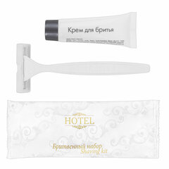 Бритвенный набор КОМПЛЕКТ 200 шт., HOTEL (крем для бритья + станок), саше, флоупак