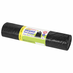 Мешки для мусора 360 л черные, в рулоне 10 шт., ПВД 30 мкм, 120&times;160 см, ЛЮБАША эконом, 608917