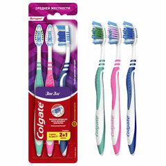 Зубная щетка НАБОР (2+1) COLGATE &laquo;Зиг заг&raquo;, средней жесткости