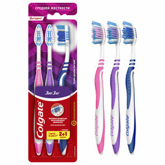 Зубная щетка НАБОР (2+1) COLGATE &laquo;Зиг заг&raquo;, средней жесткости