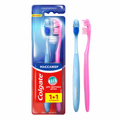 Зубная щетка НАБОР (1+1) COLGATE &laquo;Массажер&raquo;, средней жесткости