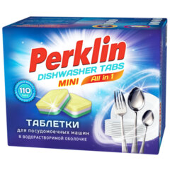 Таблетки для посудомоечных машин MINI TABS 110 шт. PERKLIN (ПЕРКЛИН) &laquo;ALL in 1&raquo;, растворимая оболочка, 609647