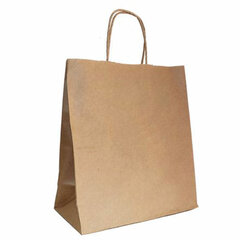 Крафт-пакет бумажный 22&times;12&times;25 см, крученые ручки, плотность 90 г/<wbr/>м<sup>2</sup>