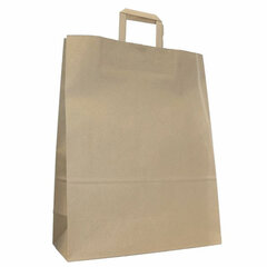 Крафт-пакет бумажный 24&times;14&times;29 см, плоские ручки, плотность 90 г/<wbr/>м<sup>2</sup>