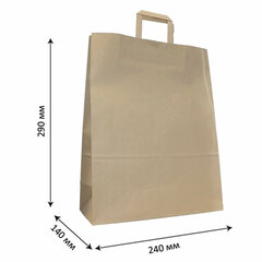 Крафт-пакет бумажный 24&times;14&times;29 см, плоские ручки, плотность 90 г/<wbr/>м<sup>2</sup>