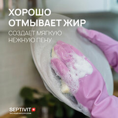 Средство для мытья посуды гипоаллергенное 1 л, SEPTIVIT &laquo;Нежное алоэ&raquo;, биоразлагаемый, дозатор
