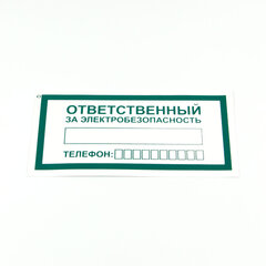 Знак &laquo;Ответственный за электробезопасность&raquo;, КОМПЛЕКТ 10 штук, 100&times;200 мм, пленка, А31