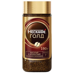 Кофе молотый в растворимом NESCAFE &laquo;Gold&raquo; 190 г, стеклянная банка, сублимированный