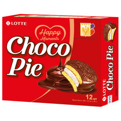 Печенье LOTTE &laquo;Choco Pie&raquo; (&laquo;Чоко Пай&raquo;), прослоенное, глазированное, в картонной упаковке, 336 г (12 штук х 28 г)