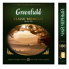 Чай GREENFIELD &laquo;Classic Breakfast&raquo; черный, 100 пакетиков в конвертах по 2 г