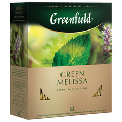 Чай GREENFIELD &laquo;Green Melissa&raquo; зеленый с мятой и мелиссой, 100 пакетиков в конвертах по 1,5 г