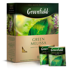 Чай GREENFIELD &laquo;Green Melissa&raquo; зеленый с мятой и мелиссой, 100 пакетиков в конвертах по 1,5 г