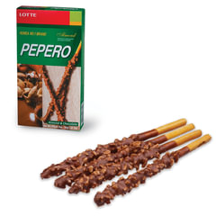 Печенье-соломка LOTTE &laquo;Pepero Almond&raquo;, в шоколадной глазури с миндалем, в картонной упаковке, 36 г, Корея, 62004MO