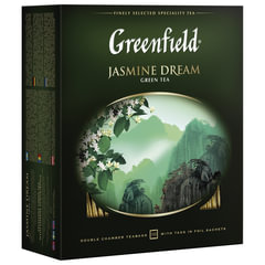 Чай GREENFIELD &laquo;Jasmine Dream&raquo; зеленый с жасмином, 100 пакетиков в конвертах по 2 г