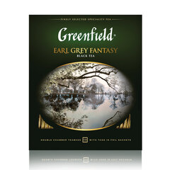 Чай GREENFIELD &laquo;Earl Grey Fantasy&raquo; черный с бергамотом и цитрусом, 100 пакетиков в конвертах по 2 г