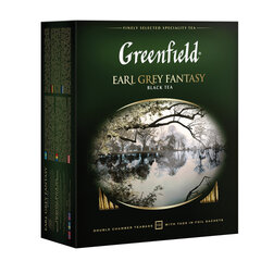 Чай GREENFIELD &laquo;Earl Grey Fantasy&raquo; черный с бергамотом и цитрусом, 100 пакетиков в конвертах по 2 г