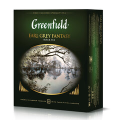 Чай GREENFIELD &laquo;Earl Grey Fantasy&raquo; черный с бергамотом и цитрусом, 100 пакетиков в конвертах по 2 г