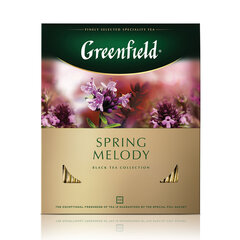 Чай GREENFIELD &laquo;Spring Melody&raquo; черный с чабрецом, мятой, смородиной, 100 пакетиков в конвертах по 1,5 г