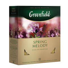 Чай GREENFIELD &laquo;Spring Melody&raquo; черный с чабрецом, мятой, смородиной, 100 пакетиков в конвертах по 1,5 г