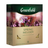 Чай GREENFIELD "Spring Melody" черный с чабрецом, мятой, смородиной, 100 пакетиков в конвертах по 1,5 г