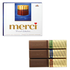 Конфеты MERCI ассорти из молочного шоколада, 250 г, ГЕРМАНИЯ