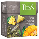 Чай TESS "Pina Colada" зеленый с ароматом тропических фруктов, 20 пирамидок по 1,8 г