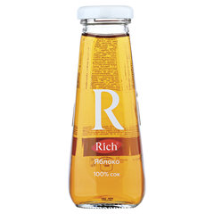 Сок RICH (Рич) 0,2 л, яблоко, подходит для детского питания, стеклянная бутылка