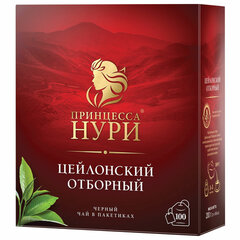 Чай ПРИНЦЕССА НУРИ &laquo;Цейлонский отборный&raquo; черный цейлонский, 100 пакетиков по 2 г