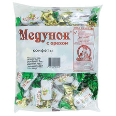 Конфеты шоколадные СЛАВЯНКА &laquo;Медунок&raquo; с орехом и мягкой карамелью, 1000 г, пакет