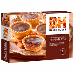 Печенье BAKER HOUSE мини-тарты с карамельно-арахисовой начинкой, 240 г, картонная коробка