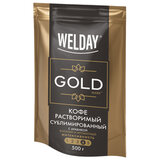 Кофе растворимый WELDAY (ВЭЛДЭЙ) "GOLD" 500 г, БРАЗИЛИЯ, арабика, сублимированный, 622673