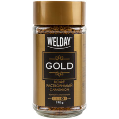 Кофе растворимый WELDAY (ВЭЛДЭЙ) &laquo;GOLD&raquo; 190 г, стеклянная банка, сублимированный, 622674