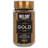Кофе растворимый WELDAY (ВЭЛДЭЙ) "GOLD" 95 г, стеклянная банка, сублимированный, 622675