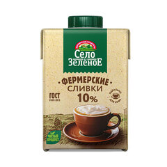 Сливки СЕЛО ЗЕЛЁНОЕ жирность 10%, 500 г, стерилизованные