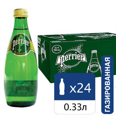 Вода ГАЗИРОВАННАЯ минеральная PERRIER, 0,33 л, ФРАНЦИЯ, стеклянная бутылка