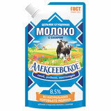 Молоко сгущенное АЛЕКСЕЕВСКОЕ цельное с сахаром, жирность 8,5%, ГОСТ, 270 г, дой-пак