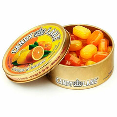 Карамель леденцовая CANDY LANE со вкусом апельсина и лимона, в жестяной банке, 200 г