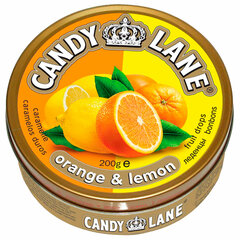 Карамель леденцовая CANDY LANE со вкусом апельсина и лимона, в жестяной банке, 200 г