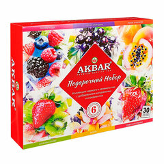Чай АКБАР &laquo;Подарочный&raquo; ассорти 6 вкусов, НАБОР 30 пакетиков в конвертах по 2 г