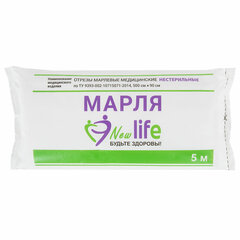 Марля медицинская отбеленная NEW LIFE отрез 0,9&times;5 м, плотность 36 (±2) г/<wbr/>м<sup>2</sup>