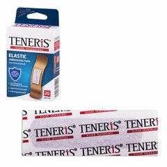 Набор пластырей 20 шт. TENERIS ELASTIC, эластичный, на тканевой основе, бактерицидный с ионами серебра, коробка с европодвесом
