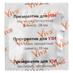 Презервативы для УЗИ VIVA, комплект 100 шт., без накопителя, гладкие, без смазки, 210&times;28 мм