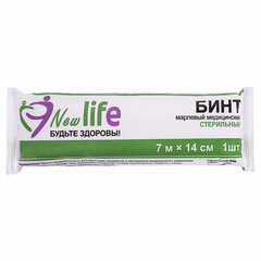Бинт марлевый стерильный NEW LIFE 7 м х 14 см, плотность 36 (±2) г/<wbr/>м<sup>2</sup>, индивидуальная упаковка