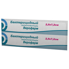 Лейкопластырь бактерицидный ВЕРОФАРМ, полоска 2,5&times;7,2 см, тканевая основа