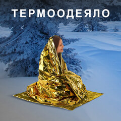 Термоодеяло/<wbr/>покрывало изотермическое серебро/<wbr/>золото спасательное 160&times;210 см, DASWERK (ДАСВЕРК), 630841