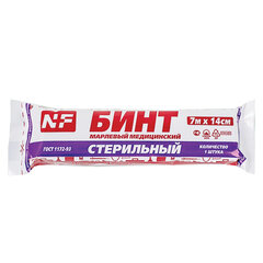 Бинт марлевый стерильный 14 см х 7 м, плотность 32(±2) г/<wbr/>м<sup>2</sup>, индивидуальная упаковка, NF